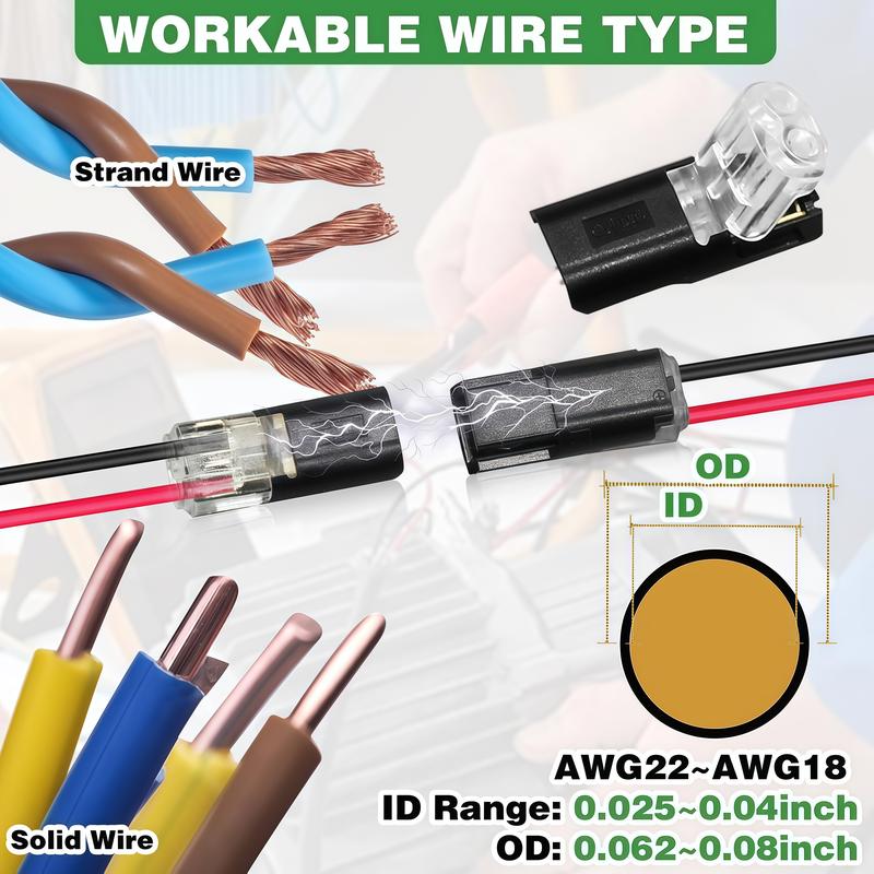 50 PCS Fast-Fit 2-Pin Double-Wire Plug-in Connectors