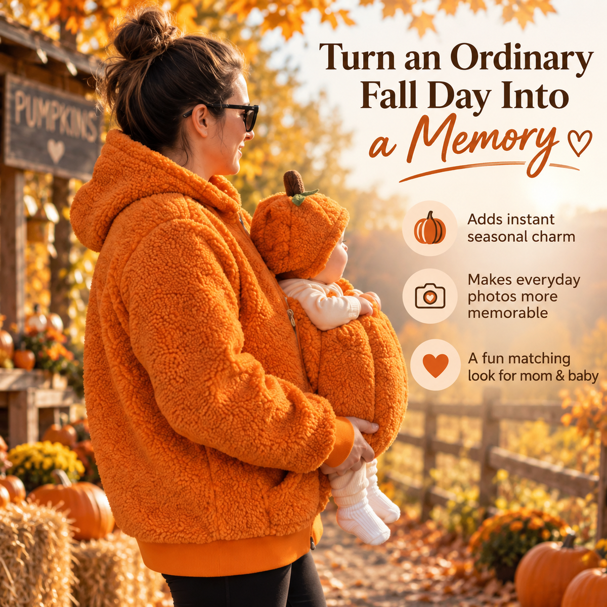 🎃 Mom & Baby Pumpkin Hoodie – Cozy Matching Fall Outfit for Halloween & Autumn Moments