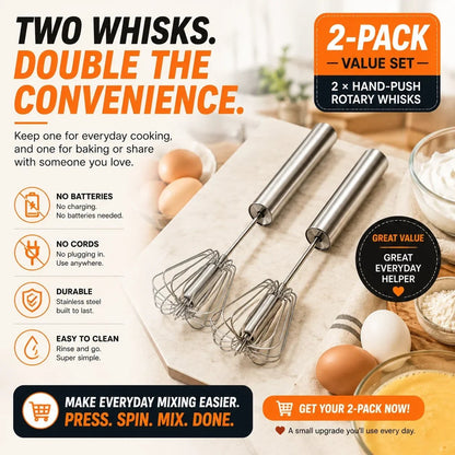 BUY 1 GER 1 FREE🥚Hand-Push Rotary Whisk – Press, Spin & Mix with Ease