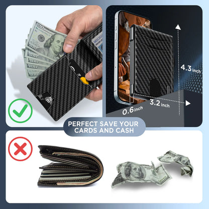 Modern Minimalist Pop-Up Wallet – RFID Blocking Aluminum Card Holder with Premium Leather, Quick Access Design & Cash Storage
