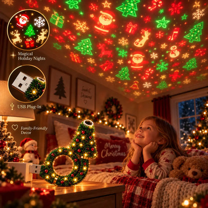 2026 New USB Plug-In Christmas Projector Night Light, 6+ Holiday Pattern Ceiling Lamp, Warm LED Christmas Tree Room Decor for Bedroom, Party & Holiday Gifts
