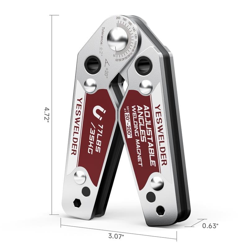 Adjustable Angle Welding Magnet – 20°–200° Magnetic Welding Holder with Locking Hex System