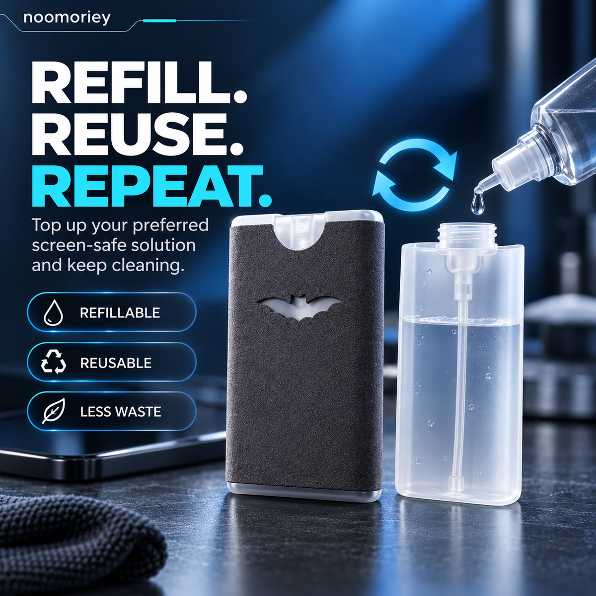 2-in-1 Portable Screen Cleaner – Spray & Microfiber Cloth