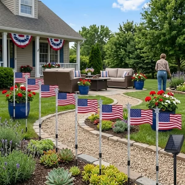 🔥250th Independence Celebration: 49% OFF🔥8 Solar American Flag Pathway Lights💫