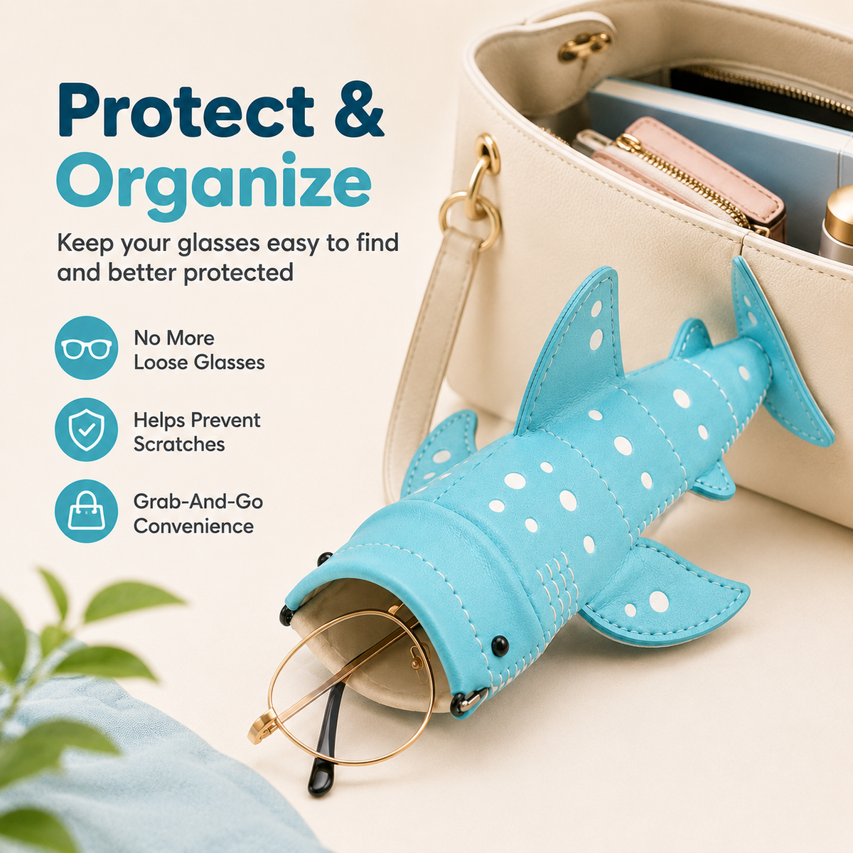 ✨🦈 Cute Whale Shark Wide-Mouth Glasses Case – Clip-On Eyewear & Essentials Pouch ✨