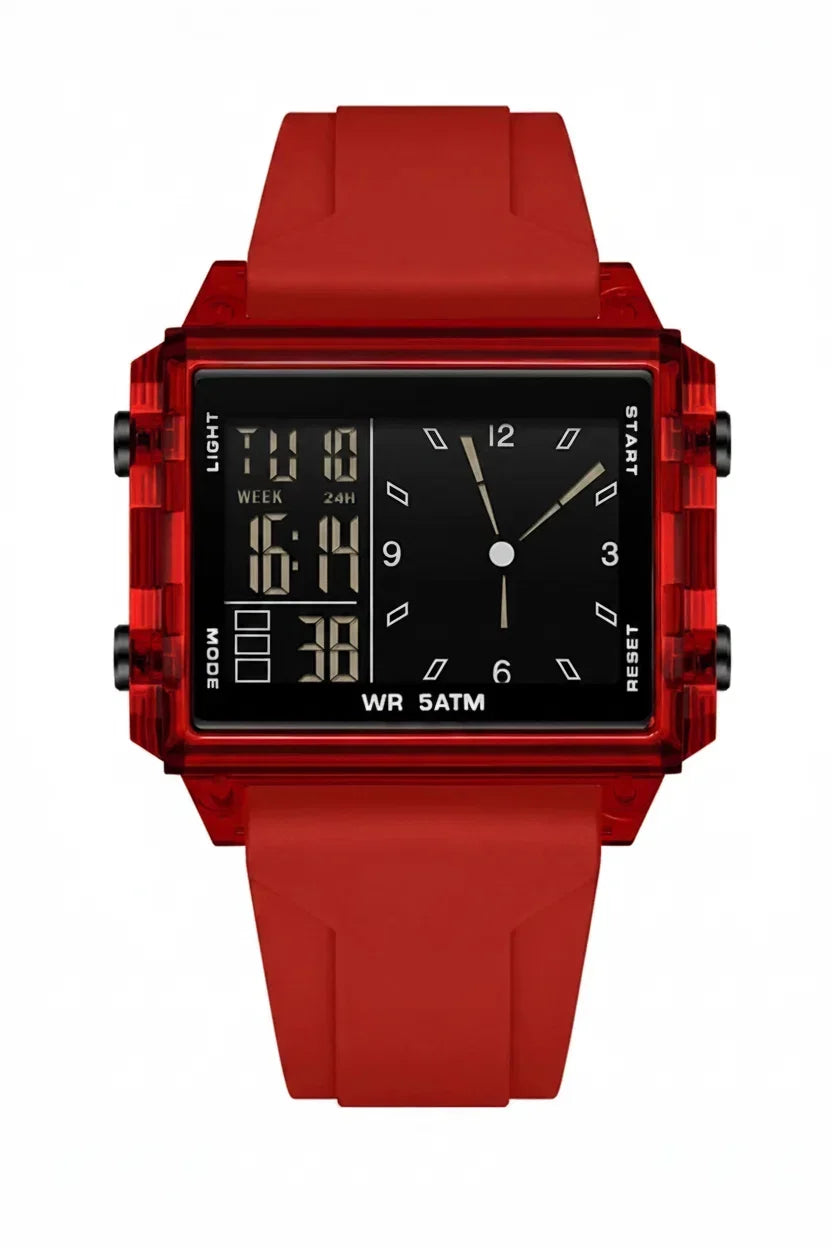 Analog-Digital Sport Watch – Waterproof, Luminous & Multi-Function