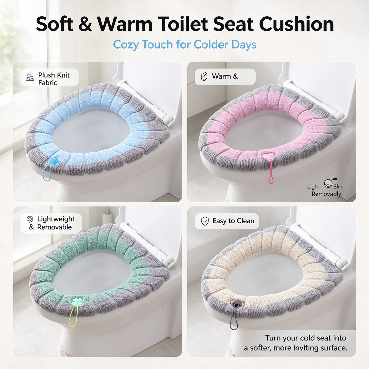 🚽Lightweight Washable Soft Toilet Seat Cushion
