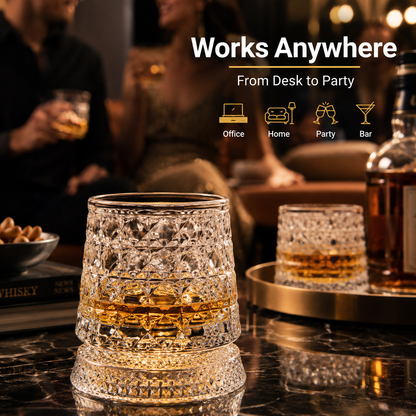 360° Rotating Crystal Glass Cup – The Fun Drinkware That Won’t Tip Over