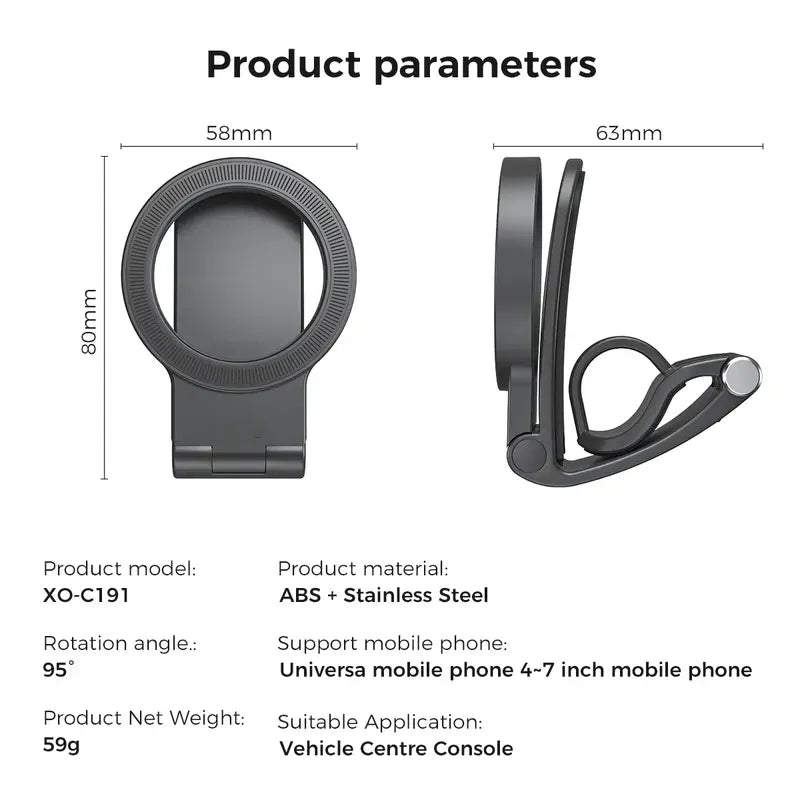 🚗 Magnetic Car Phone Mount – Strong Hold, 95° Adjustable Hands-Free Dashboard Holder