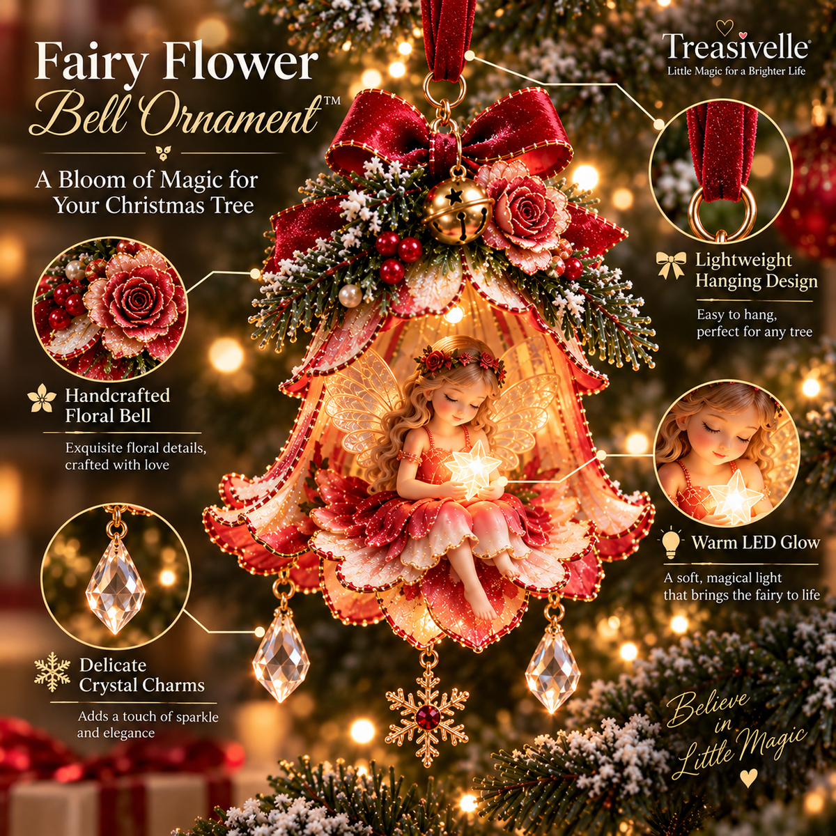 🧚‍♀️✨ Enchanted Fairy Bell Christmas Ornament