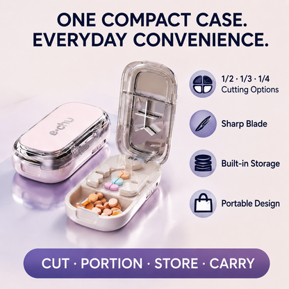 ⏳ Last day 49% OFF -💊Portable Pill Cutter/Splitter & Storage Case (Cuts into 1/2, 1/3, or 1/4 portions)