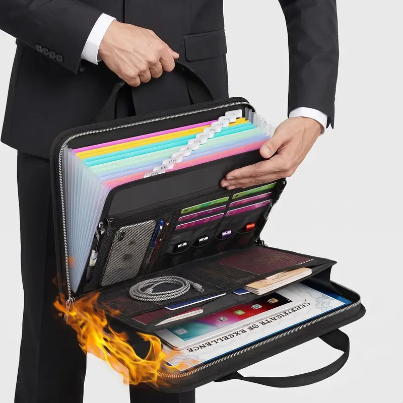 🔥 Fire-Resistant Document Organizer Bag 💖 Large Capacity A4 File Storage Case