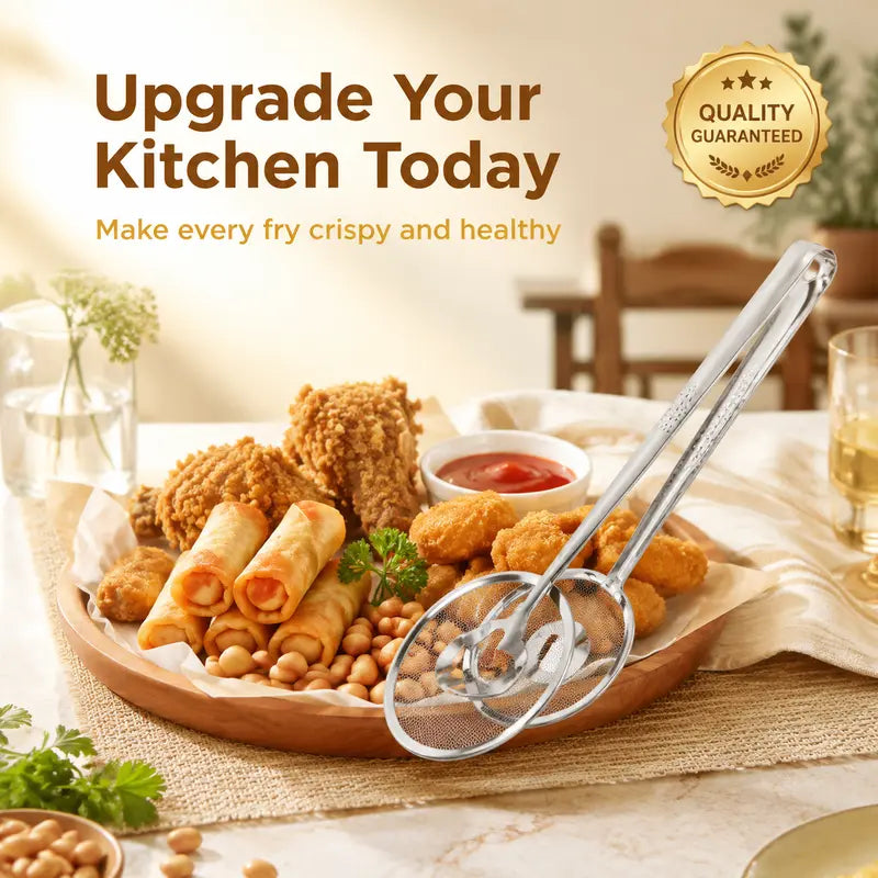 🔥 50% OFF 2-in-1 Stainless Steel Frying Filter Tongs – Clip, Drain & Serve Easily