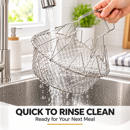 🔥Limited-Time 49% OFF – Foldable Stainless Steel Frying Basket & Colander ✨