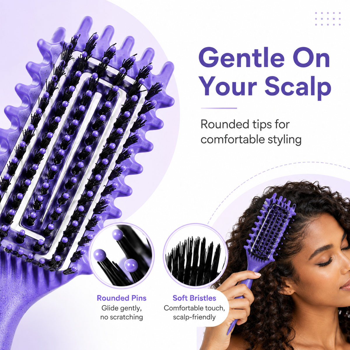 🌀 Defined Curl & Volume Styling Hair Brush – 3-Side Clumping & Detangling Brush ✨