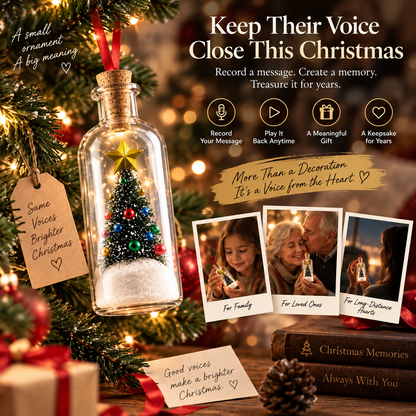 🎄Give Them Your Voice This Christmas – Recordable Message Bottle Ornament🎁