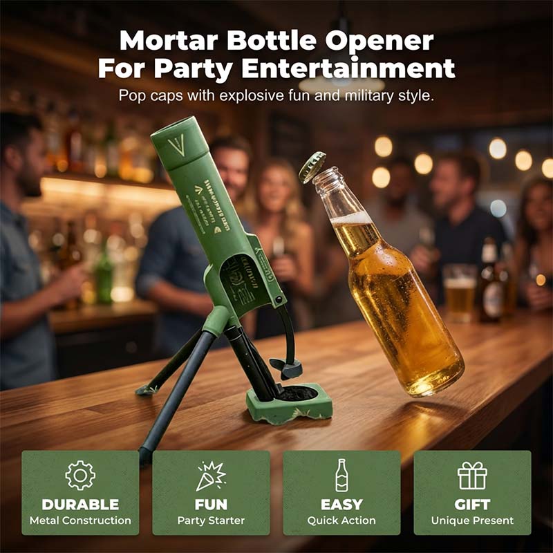 🚀 51mm Beer Bottle Mortar Bottle Opener 🍻🔥Novelty Cap-Launching Desk & Bar Accessory 🎉