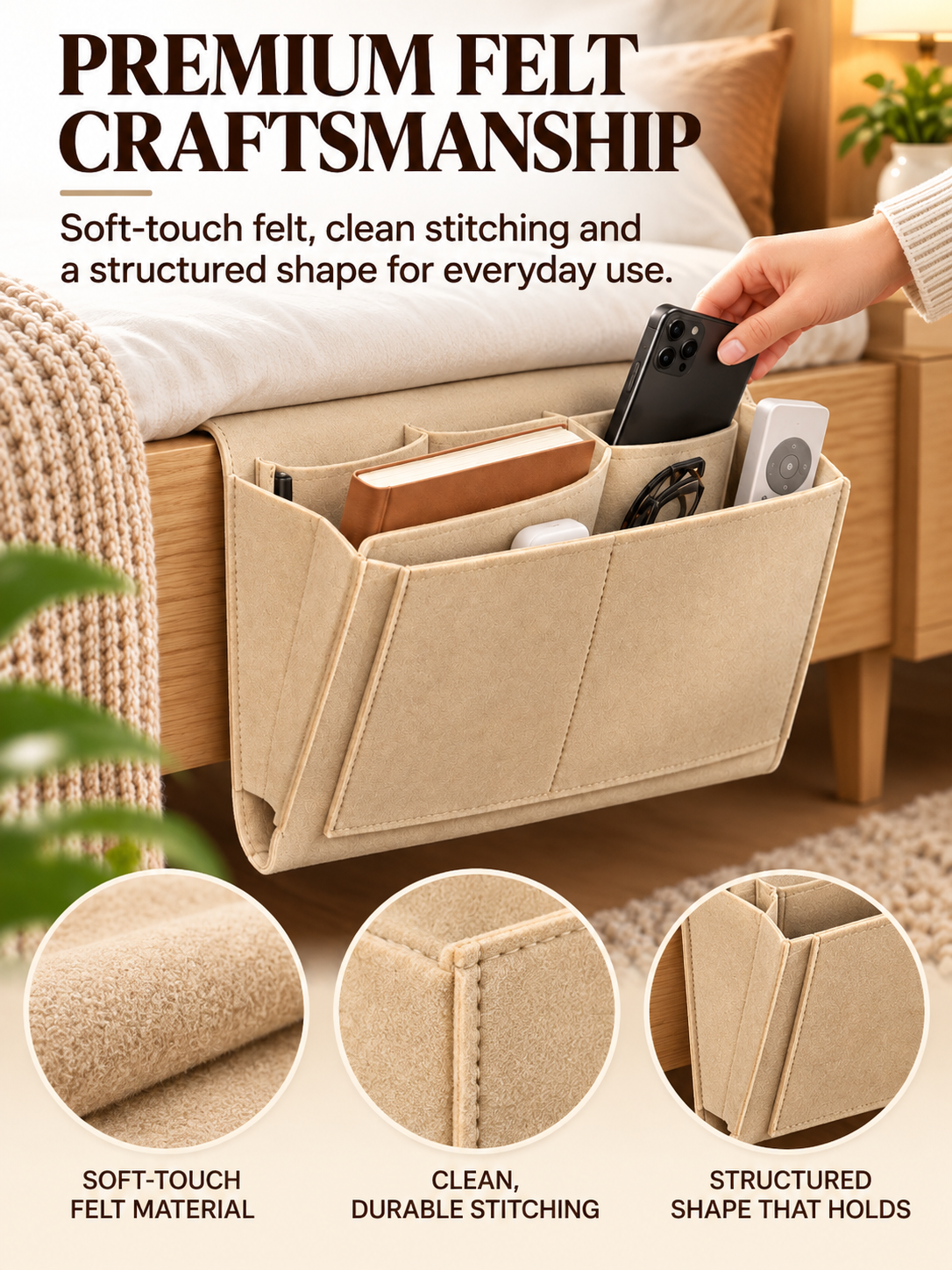 🔥 50% OFF Bedside Hanging Organizer – Keep Essentials Within Reach