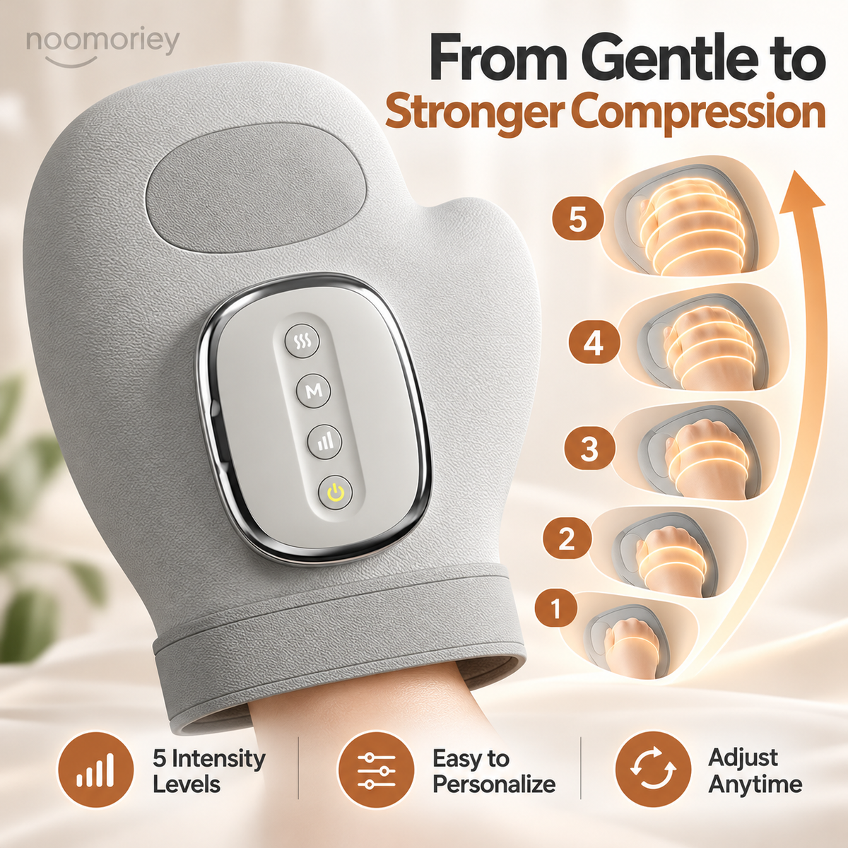 Hand Massager with 3 Massage Modes, Heat and Compression Function, for Arthritis, Relief of Carpal Tunnel and Trigger Finger Pain