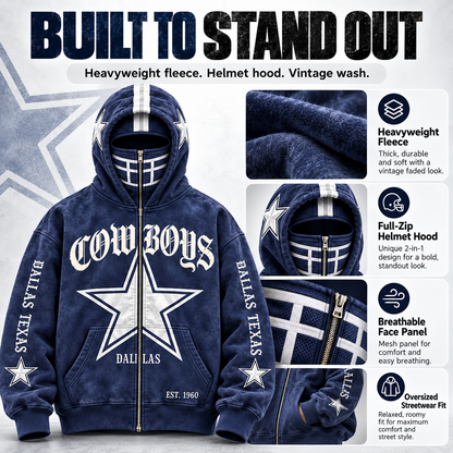 🏈 2-in-1 Football Full-Zip Hoodie for Men & Women – Helmet-Style Zip Hood, Oversized Fit, Long Sleeve Game Day Pullover Jacket for Football Fans 🏆