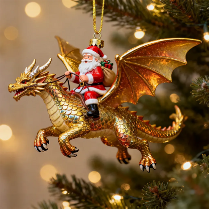 🎅Santa Riding Dragon Christmas Ornaments – 6-Piece Fantasy Collectible Set