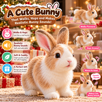 🐰🎄 Adorable Realistic Plush Bunny | Interactive Bunny Toy & Heartwarming Gift