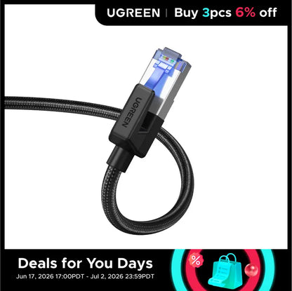Cat 8 Ethernet Cable 6FT, High Speed Braided 40Gbps 2000Mhz Network Cord