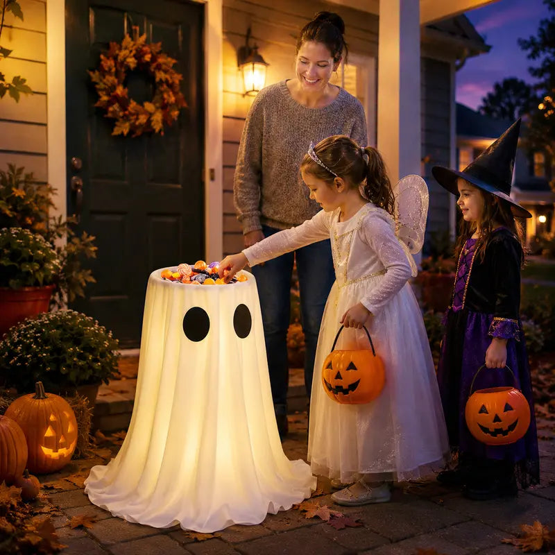Halloween Glow-in-the-Dark Ghost Candy Holder Bowl