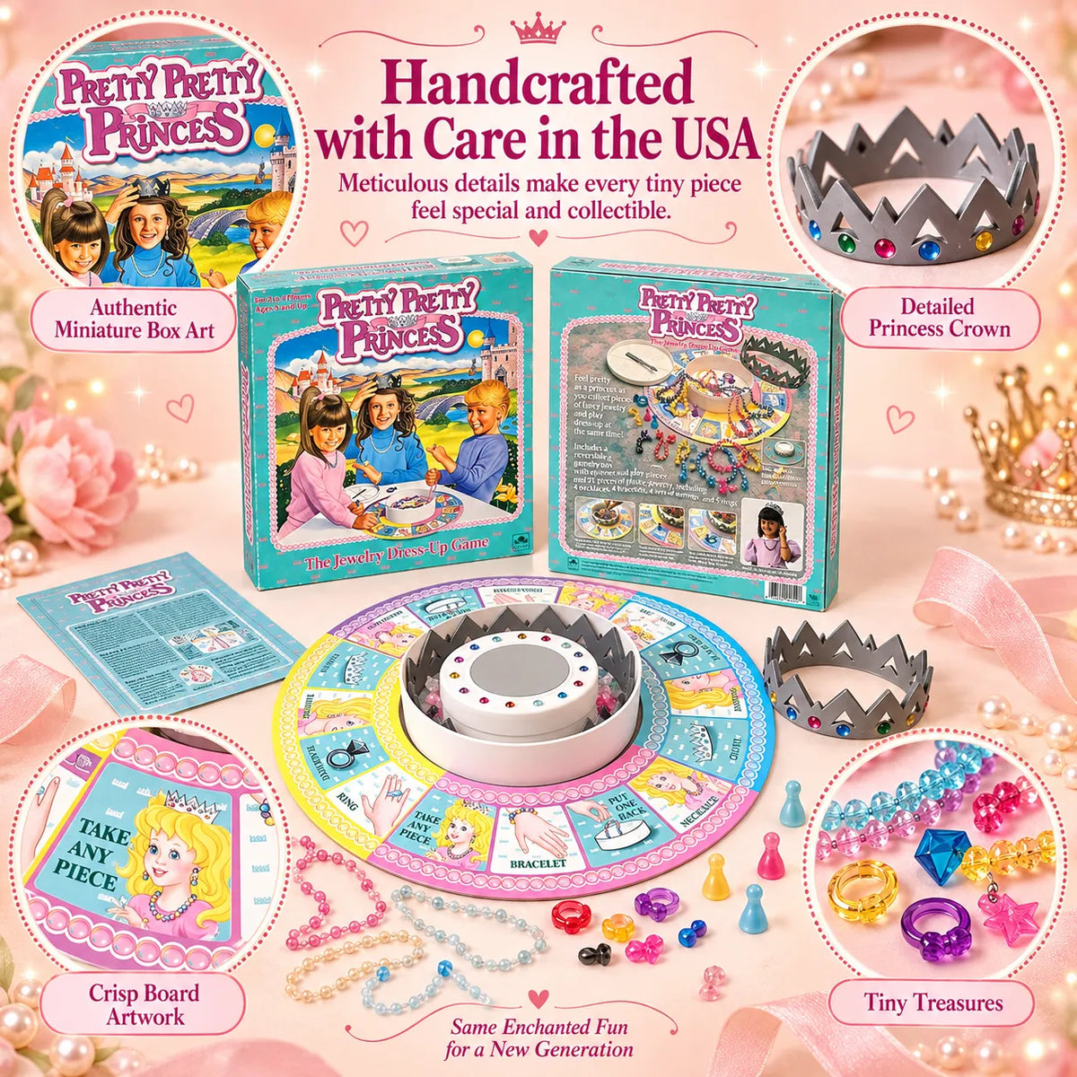 Nostalgic Mini Pretty Pretty Princess Game - 90s Classic Jewelry Dress-Up Board Game