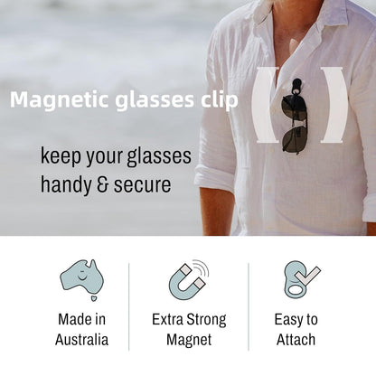 Glasses Clips (2-pack) - Magnetic Glasses Holder for Clothes, Eyewear Strap Alternative, ID Badge Holder