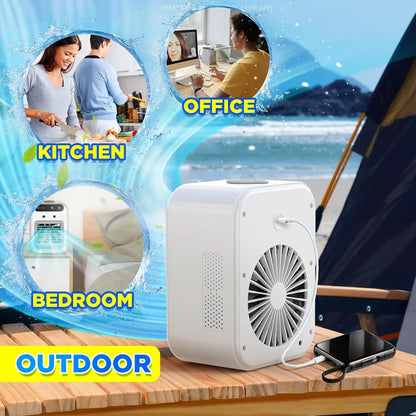 【FathersDayGift】 2026 NEW Portable Air Cooler,3-in-1 Cooling Fan with 2 Mist Speeds – Personal Evaporative Cooler for Bedroom, Office & Camping, 1800mAh Battery & 500ml Tank Portable Air Conditioner,summerwins