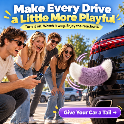 🐾 Remote Control Moving Car Tail – USB Rechargeable Fluffy Vehicle Decoration