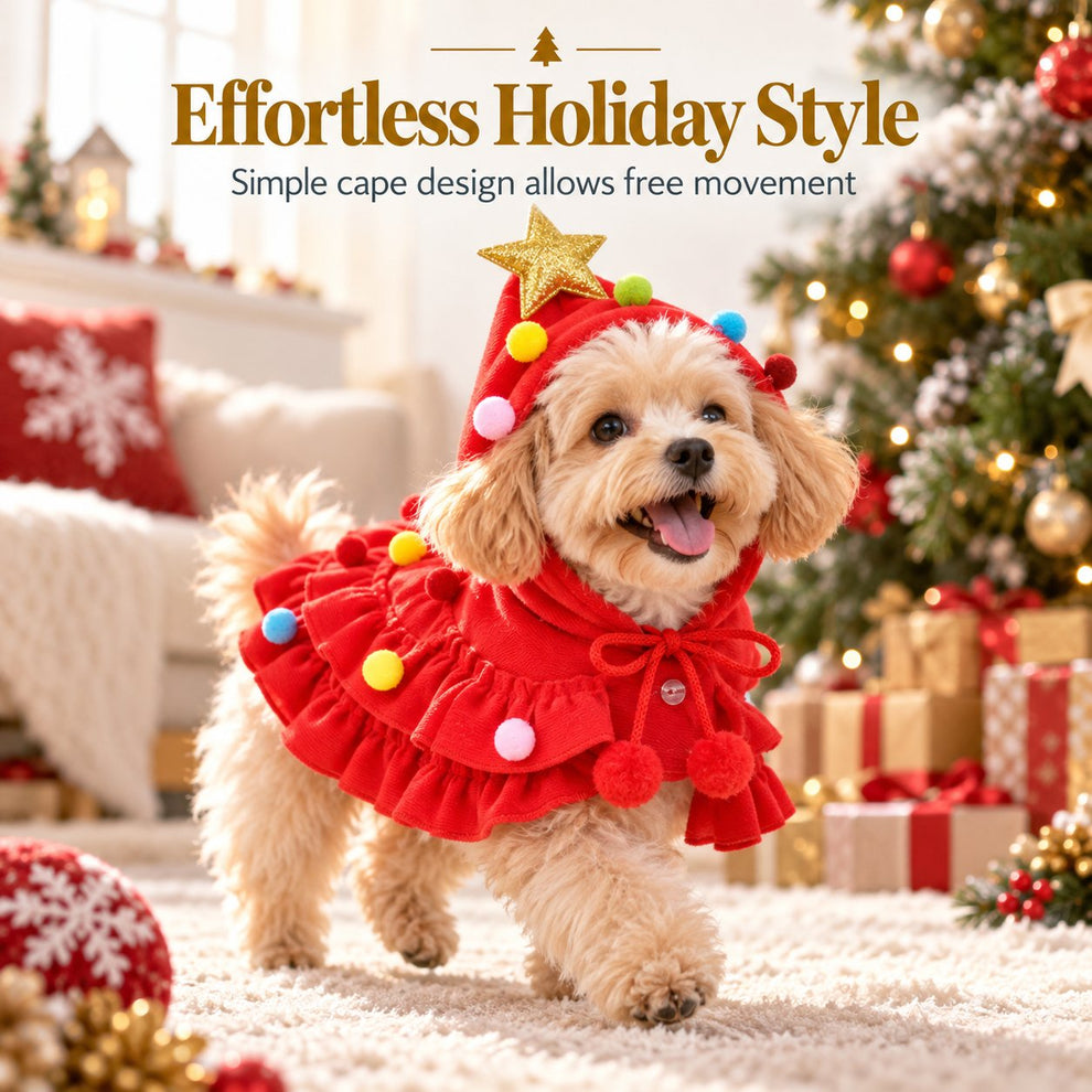 Green Christmas Tree Pet Cloak