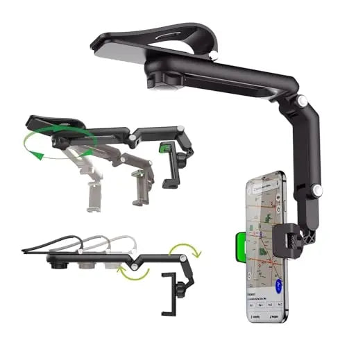 Car Phone Mount - Long Adjustable Arm, 360° Rotatable Anti-Scratch Secure Clamp