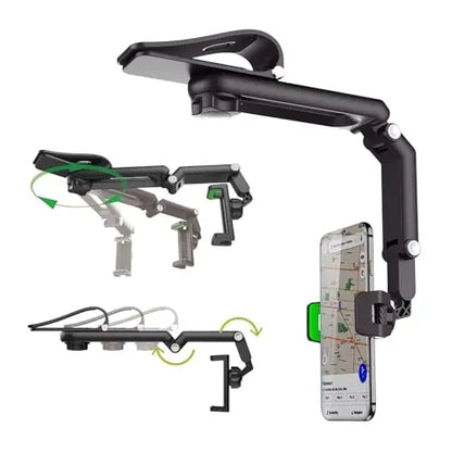 Car Phone Mount - Long Adjustable Arm, 360° Rotatable Anti-Scratch Secure Clamp
