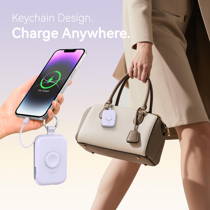 Power Bank 5000mAh Travel Charger with Built-in Cables Keychain Design