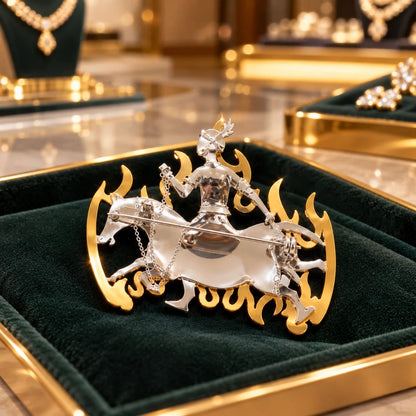 🎉✨ Handmade 925 Sterling Silver Equestrian Brooch – 2-in-1 Suit Pocket Accessory🐎🕴️