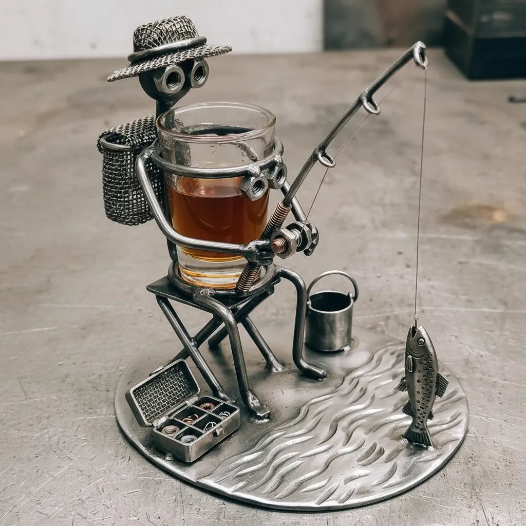 🏆 35K+ SOLD! Handcrafted Fisherman Shot Glass Holder | A Drink & a Story in One 🎣🥃