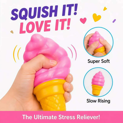 Super Soft Ice Cream Squishy Toy | Squishy Fun Stress Relief Squishies Squeeze Fidget Sensory Toy for Kids & Adults | Cute Birthday Gift Party Favor | Squishy Fidgets