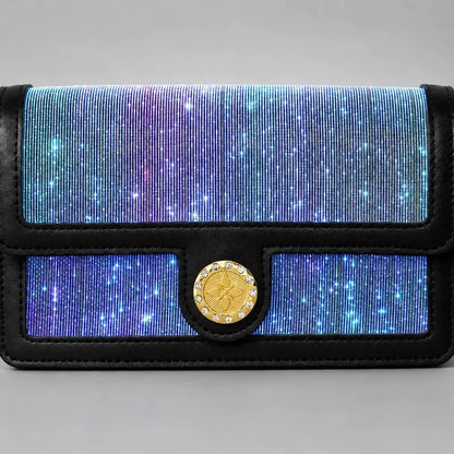 Fiber Optic Light Up Crossbody Bag, 7 Colors Glowing PU Leather Shoulder Purse
