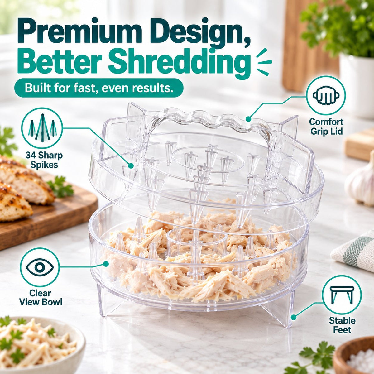 💥 60% OFF | Chicken Shredder Tool — Fast Handheld Meat Shredder for Chicken, Pork & More