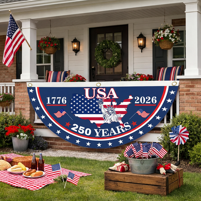 America 250th Birthday Semicircular Flag Banner 1776–2026 Patriotic Bunting