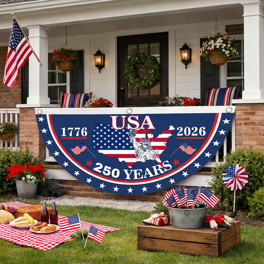 America 250th Birthday Semicircular Flag Banner 1776–2026 Patriotic Bunting
