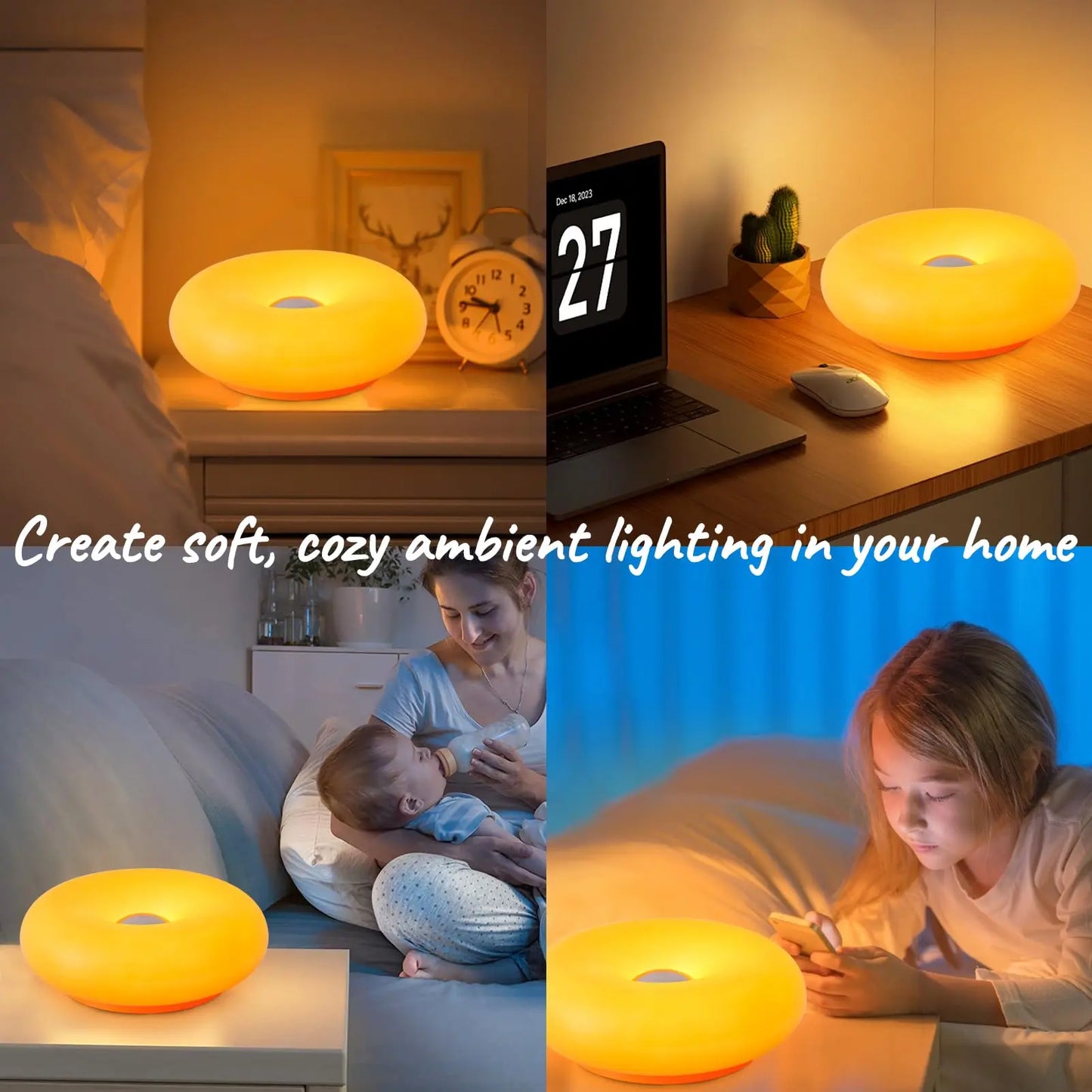Aesthetic Doughnut LED Night Lamp – Cozy Warm Ambient Light