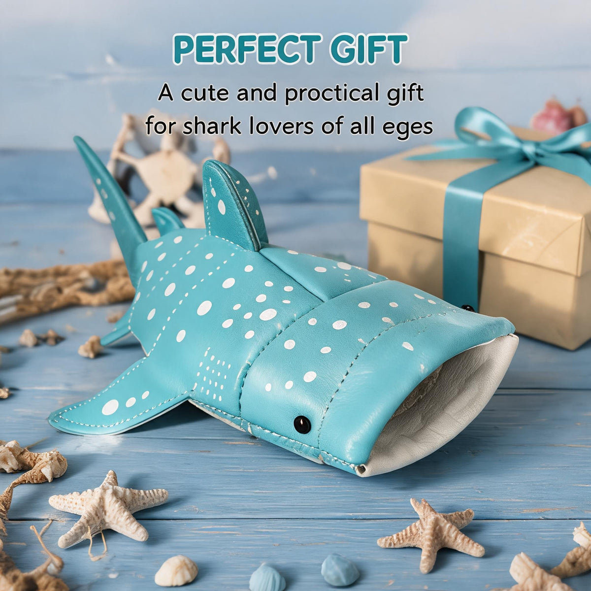🦈🌊Cute Whale Shark Shaped Pouch | Novelty PU Leather Glasses & Small Essentials Storage Bag 🌊