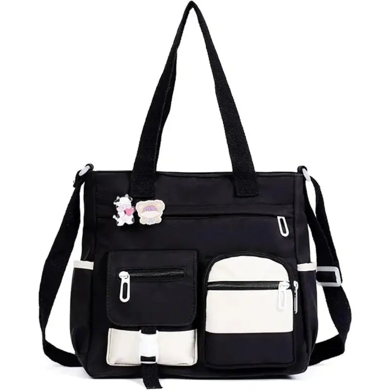 Canvas Tote Bag for Women, Multi Pocket Crossbody Shoulder Bag