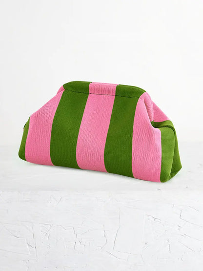 Women's Striped/diamond Dot Cloud Handbag
