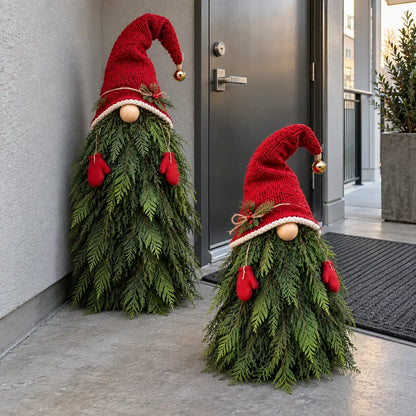 🎄 2-Piece Winter Gnome Porch Decor Set – Evergreen Beard Entryway Decorations