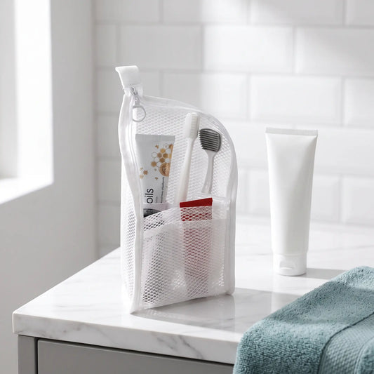 🧴 Mesh Travel Toiletry Organizer – Multi-Pocket Storage Pouch