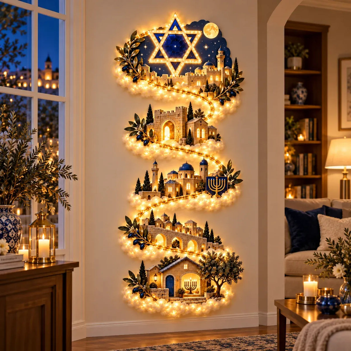 🔥🎁🕎 Hanukkah Festival of Lights Wall Decor Collection – 4 Glowing Designs Celebrating Eight Nights of Light ！！！✨